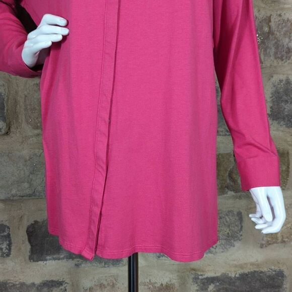 J. Jill pink button up cotton & modal shirt size XL Long Line Soft Long Sleeve - Picture 3 of 12